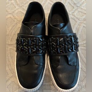 Black Embellished Slip-On Sneakers